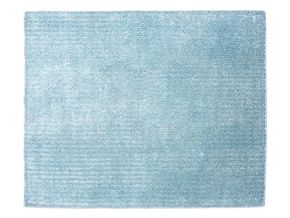 Handmade Teal Blue Chevron Rug | Modern Zigzag Wool Area Rug