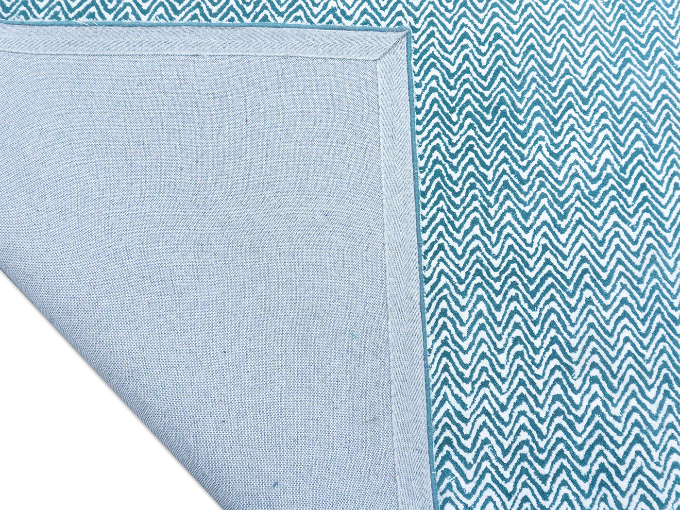Handmade Teal Blue Chevron Rug | Modern Zigzag Wool Area Rug