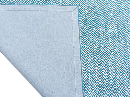 Handmade Teal Blue Chevron Rug | Modern Zigzag Wool Area Rug