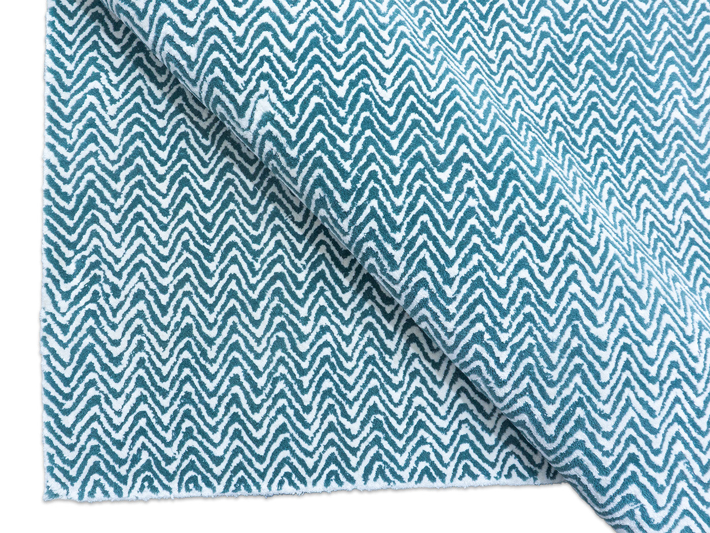 Handmade Teal Blue Chevron Rug | Modern Zigzag Wool Area Rug