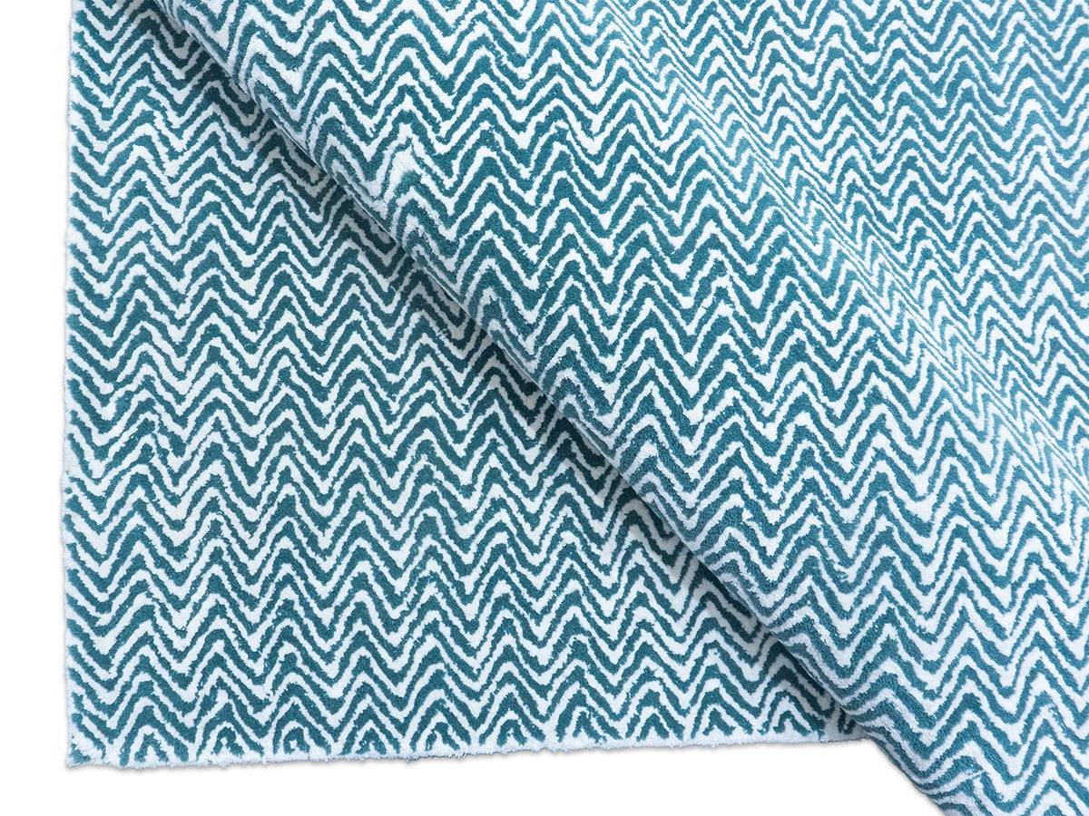 Handmade Teal Blue Chevron Rug | Modern Zigzag Wool Area Rug