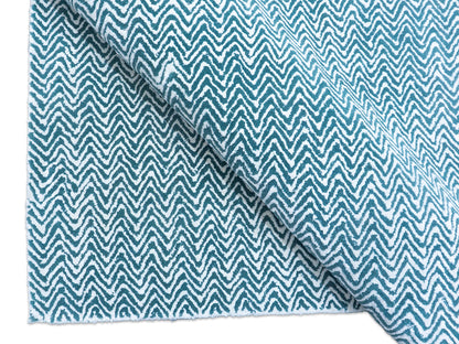 Handmade Teal Blue Chevron Rug | Modern Zigzag Wool Area Rug
