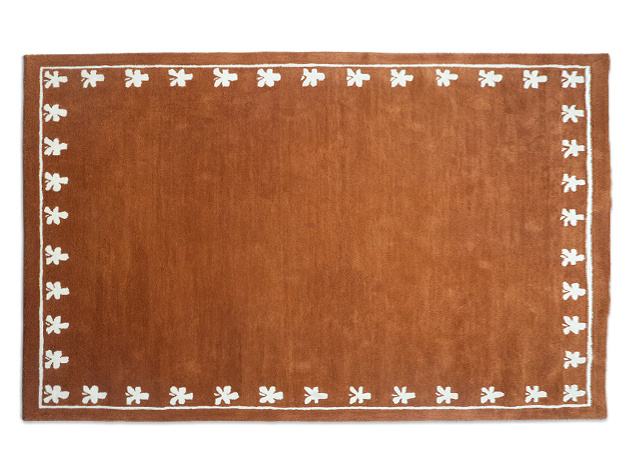 Brown & Cream Floral Border Pattern Rug – Traditional Style