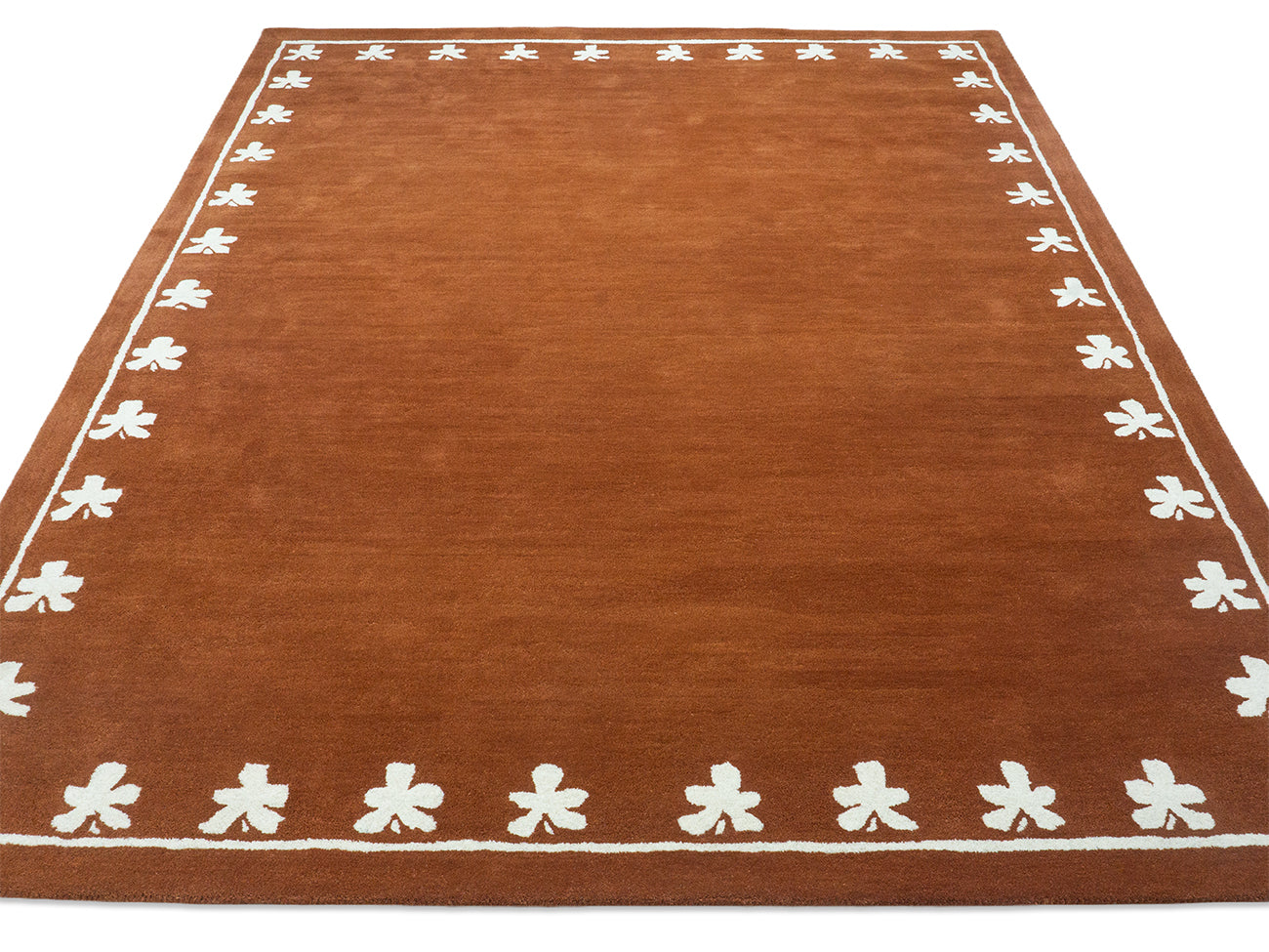 Brown & Cream Floral Border Pattern Rug – Traditional Style