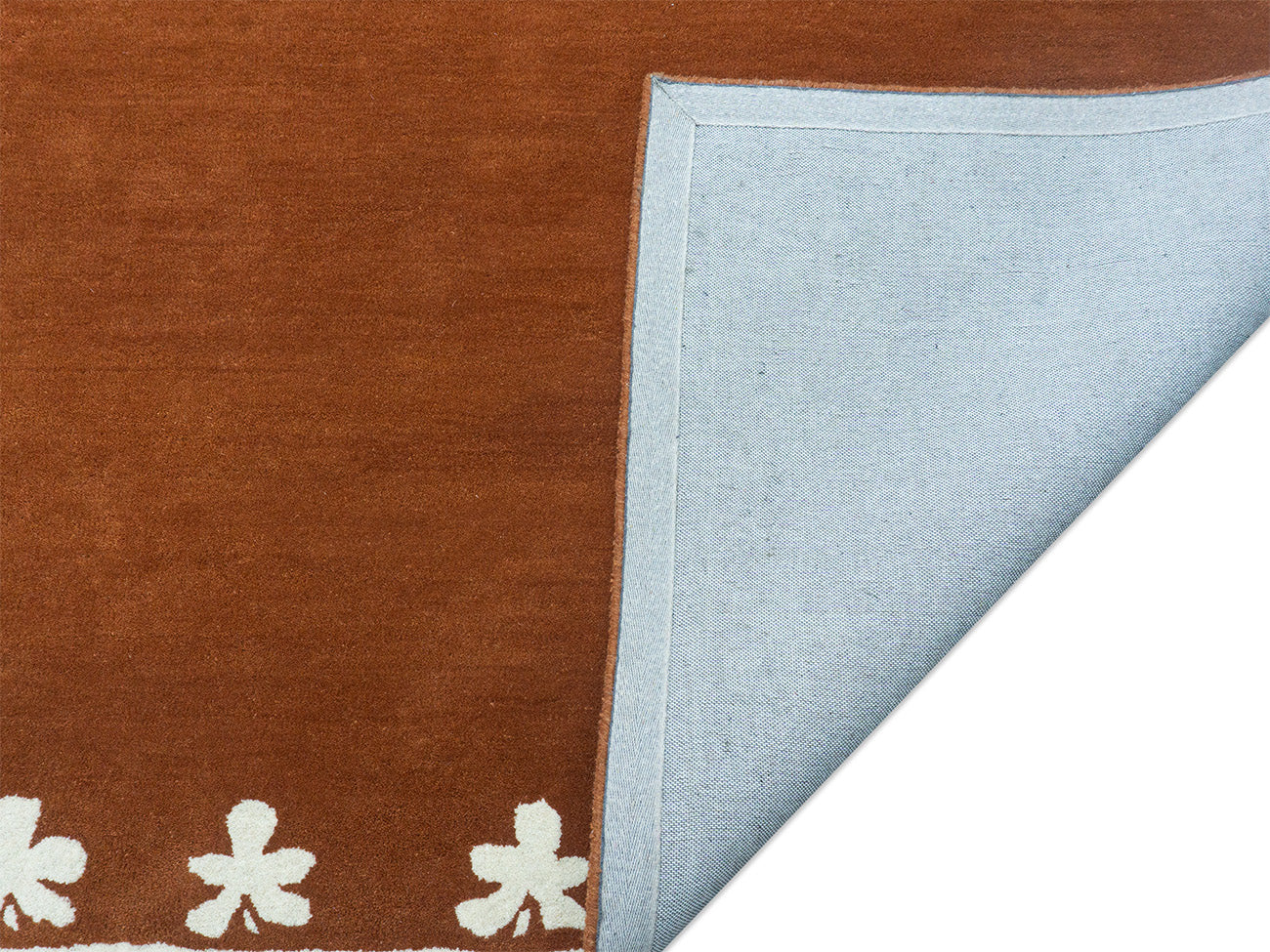 Brown & Cream Floral Border Pattern Rug – Traditional Style