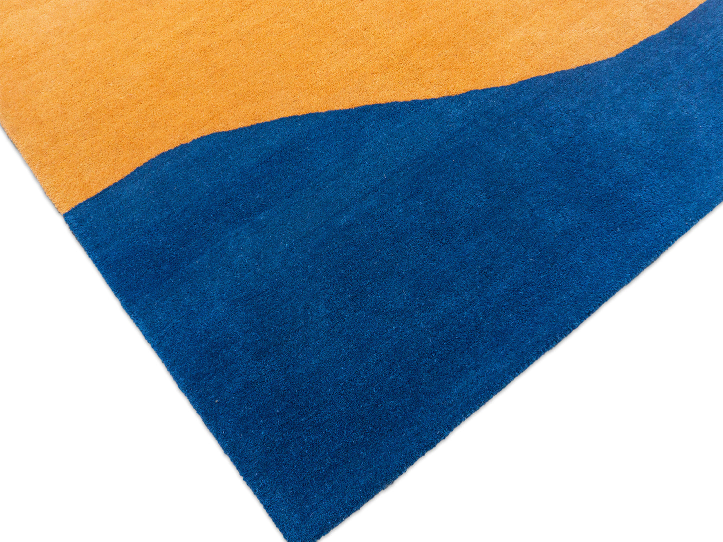 Abstract Modern Organic Wave Rug – Terracotta, Cream, Mustard & Deep Blue