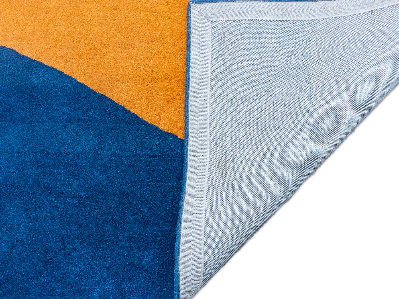 Abstract Modern Organic Wave Rug – Terracotta, Cream, Mustard & Deep Blue