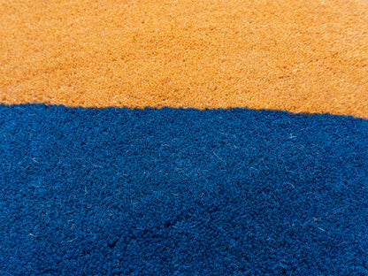Abstract Modern Organic Wave Rug – Terracotta, Cream, Mustard & Deep Blue