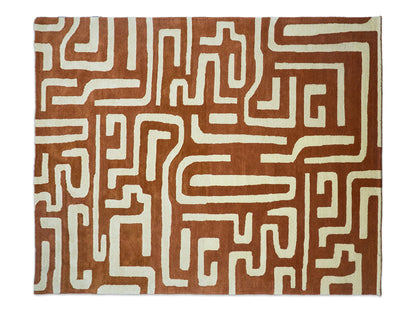 Handmade Terracotta Geometric Rug | Modern Abstract Design  Focus Keyword