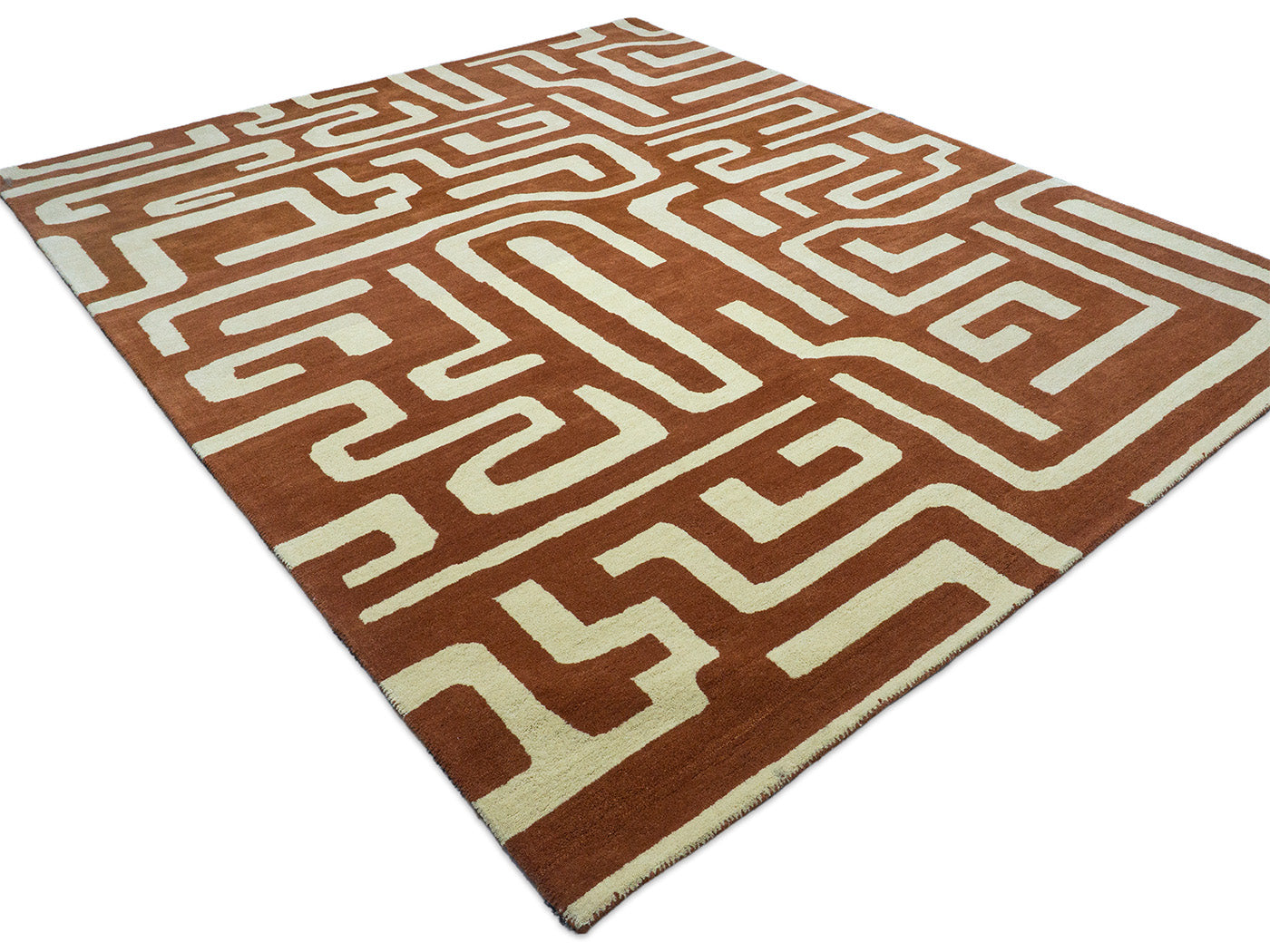 Handmade Terracotta Geometric Rug | Modern Abstract Design  Focus Keyword