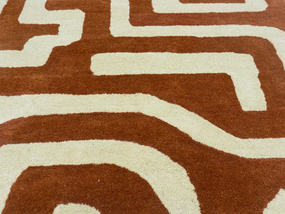Handmade Terracotta Geometric Rug | Modern Abstract Design  Focus Keyword