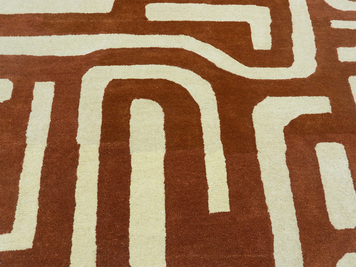 Handmade Terracotta Geometric Rug | Modern Abstract Design  Focus Keyword