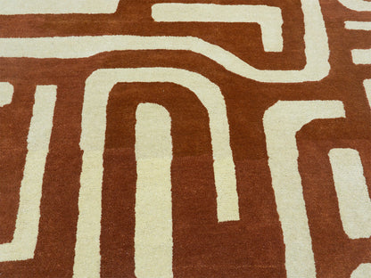 Handmade Terracotta Geometric Rug | Modern Abstract Design  Focus Keyword