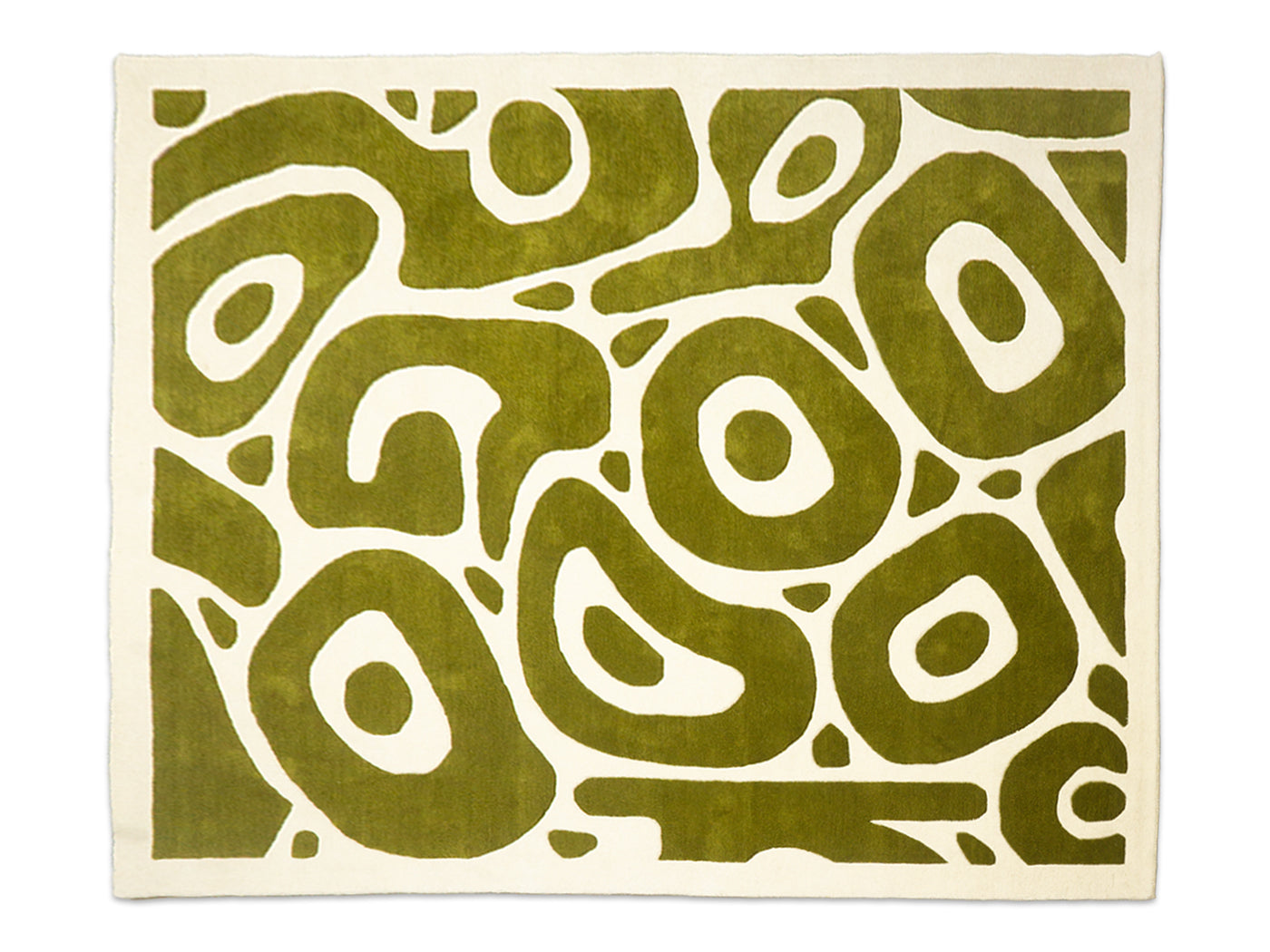 Handmade Olive Green Abstract Rug | Modern Organic Design