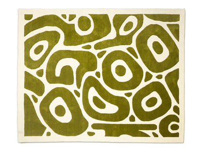 Handmade Olive Green Abstract Rug | Modern Organic Design