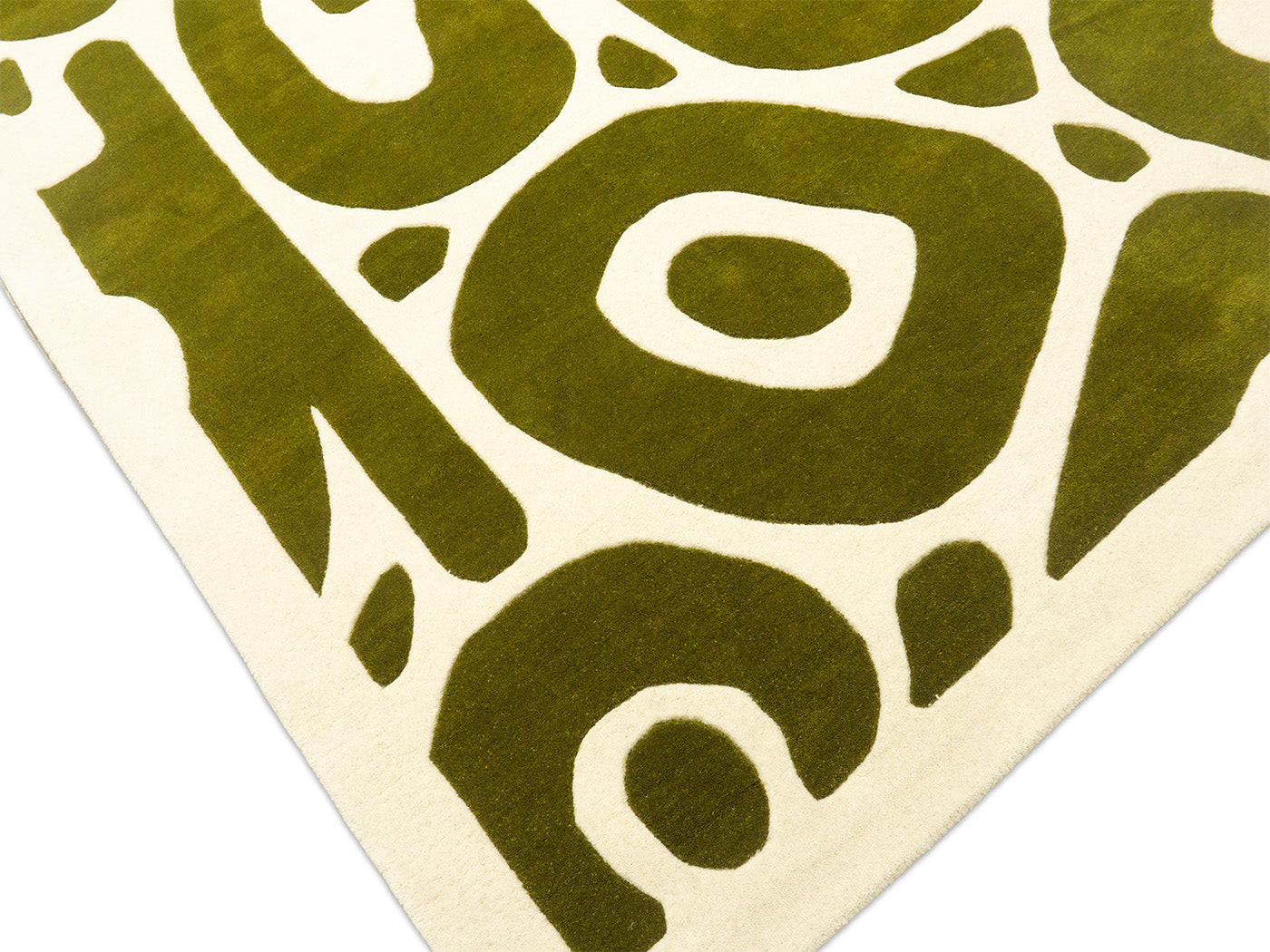 Handmade Olive Green Abstract Rug | Modern Organic Design