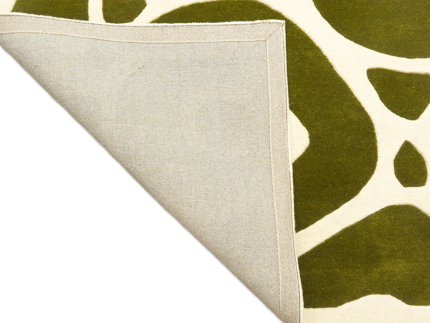 Handmade Olive Green Abstract Rug | Modern Organic Design