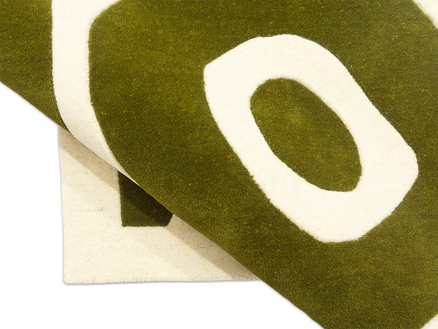 Handmade Olive Green Abstract Rug | Modern Organic Design