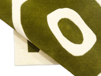 Handmade Olive Green Abstract Rug | Modern Organic Design
