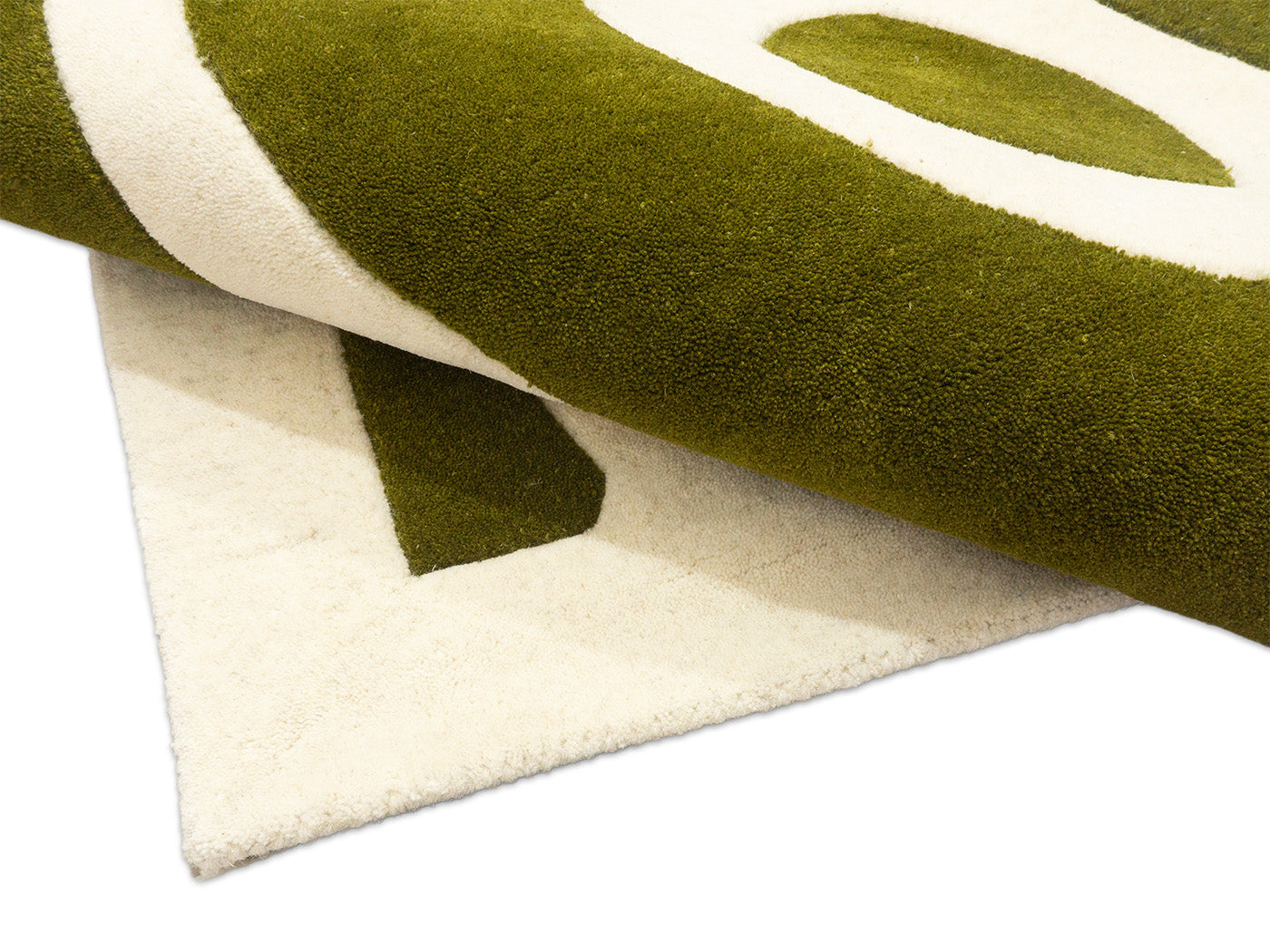 Handmade Olive Green Abstract Rug | Modern Organic Design