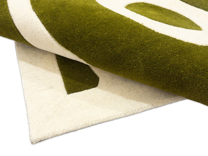 Handmade Olive Green Abstract Rug | Modern Organic Design