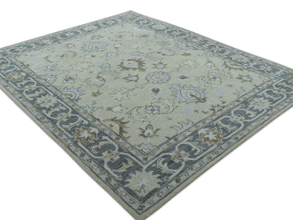 Handmade Ivory Oushak Rug| Vintage Turkish Style Floral Rug