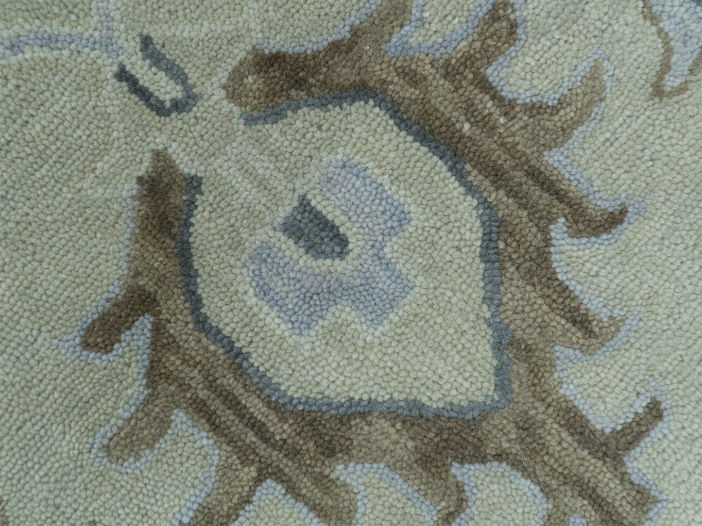 Handmade Ivory Oushak Rug| Vintage Turkish Style Floral Rug