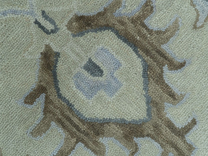 Handmade Ivory Oushak Rug| Vintage Turkish Style Floral Rug