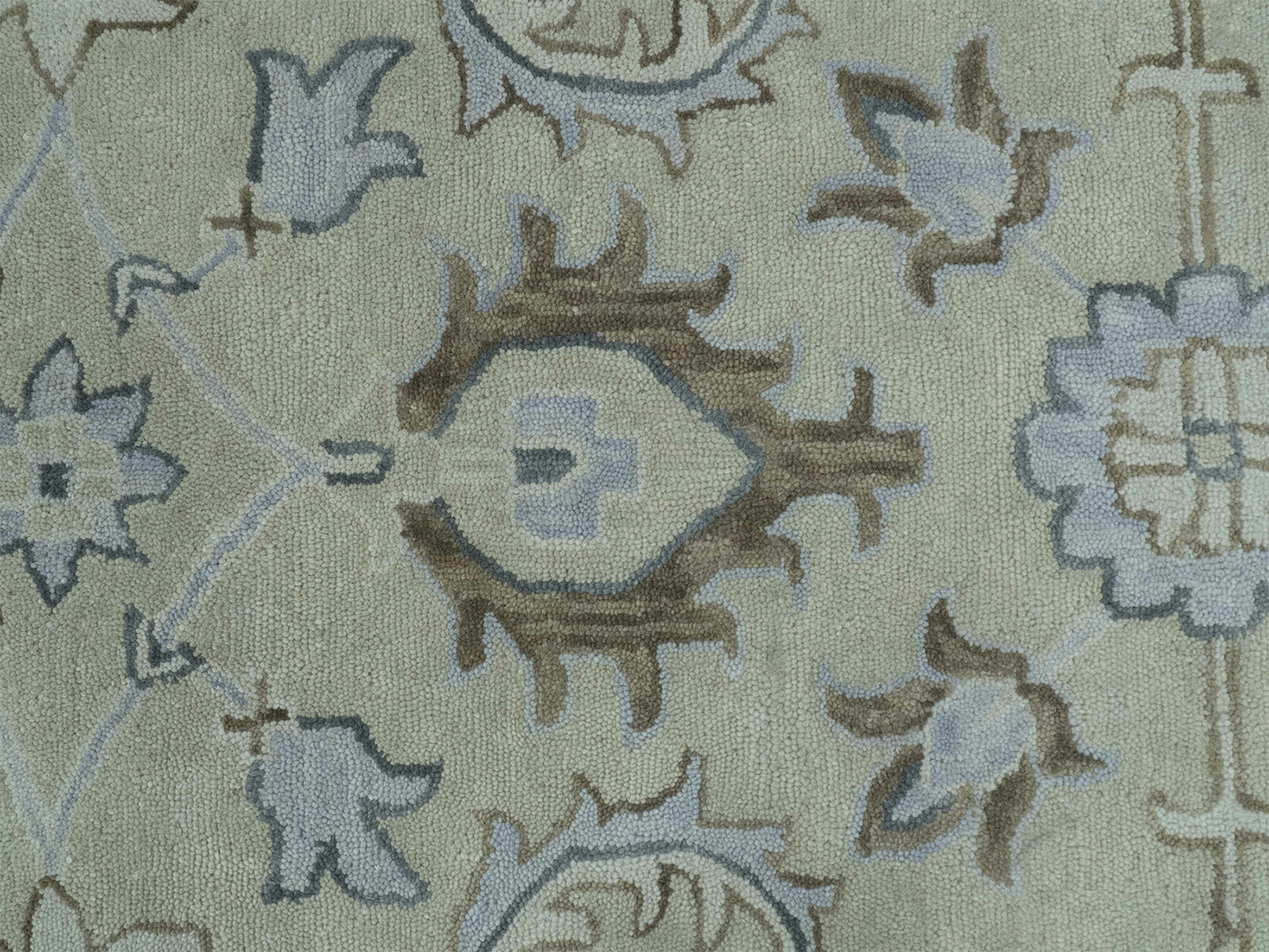 Handmade Ivory Oushak Rug| Vintage Turkish Style Floral Rug