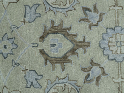 Handmade Ivory Oushak Rug| Vintage Turkish Style Floral Rug