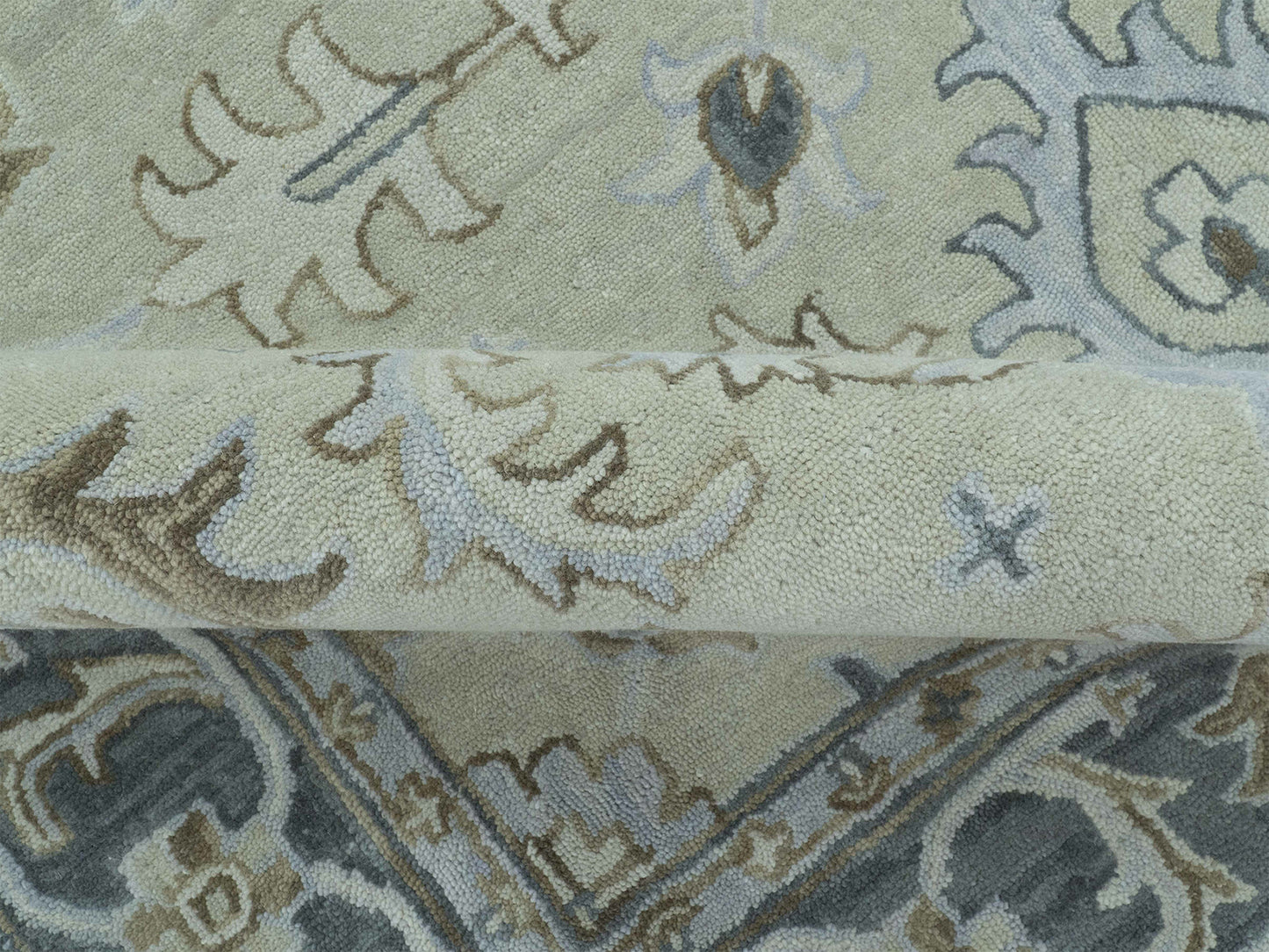 Handmade Ivory Oushak Rug| Vintage Turkish Style Floral Rug
