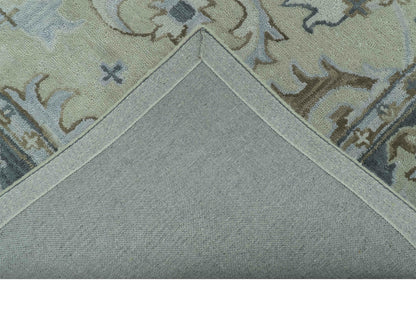 Handmade Ivory Oushak Rug| Vintage Turkish Style Floral Rug