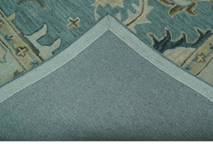 Handmade Blue Oushak Rug | Vintage Turkish Style Floral Rug