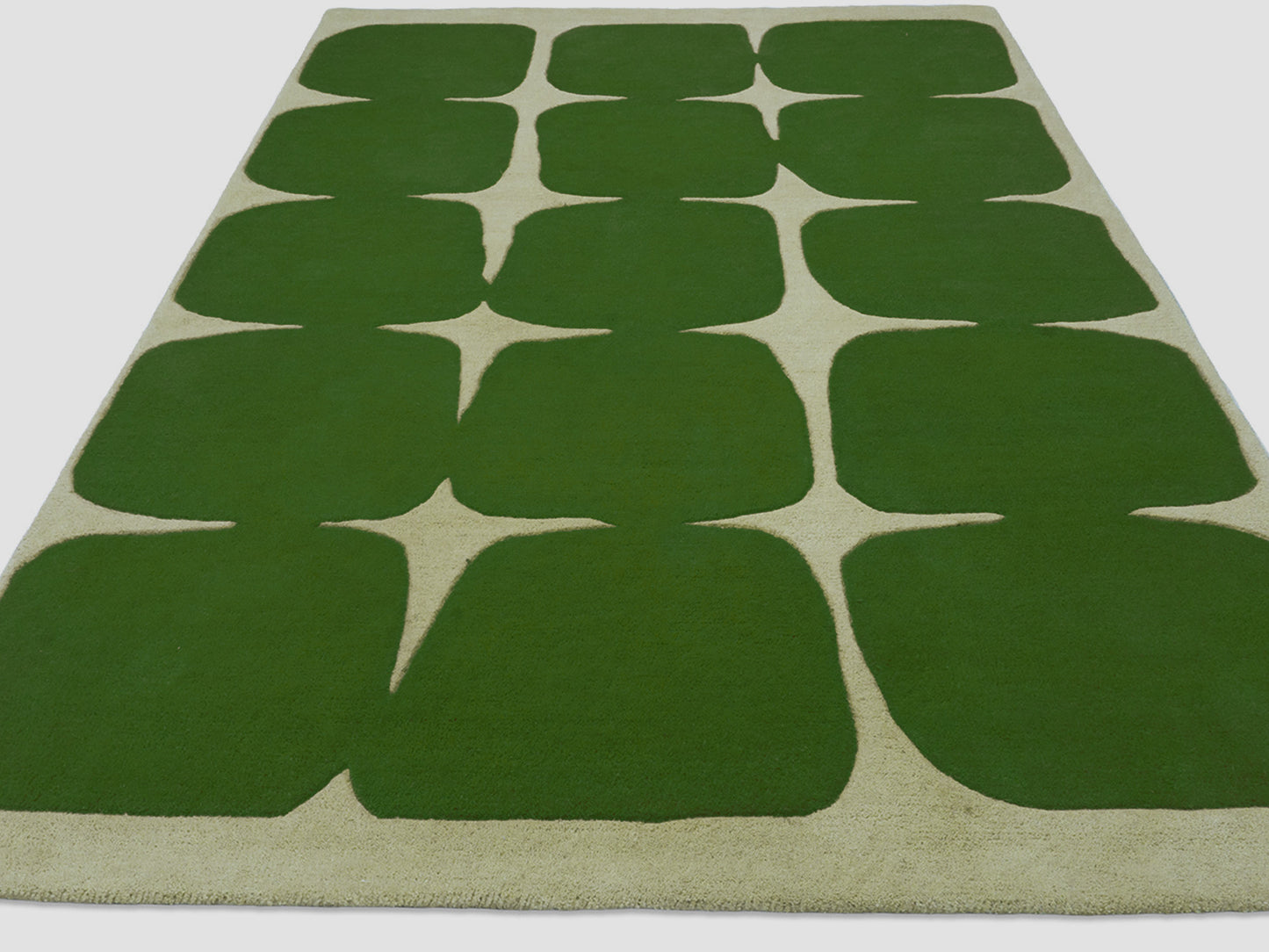 Handmade Green & Ivory Geometric Rug | Modern Hand Tufted Wool Area Rug