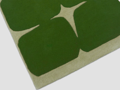 Handmade Green & Ivory Geometric Rug | Modern Hand Tufted Wool Area Rug