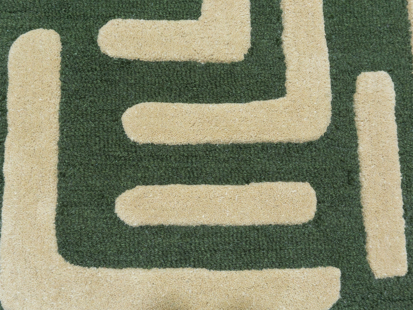Handmade Olive Green Geometric Rug | Modern Abstract Wool Rug