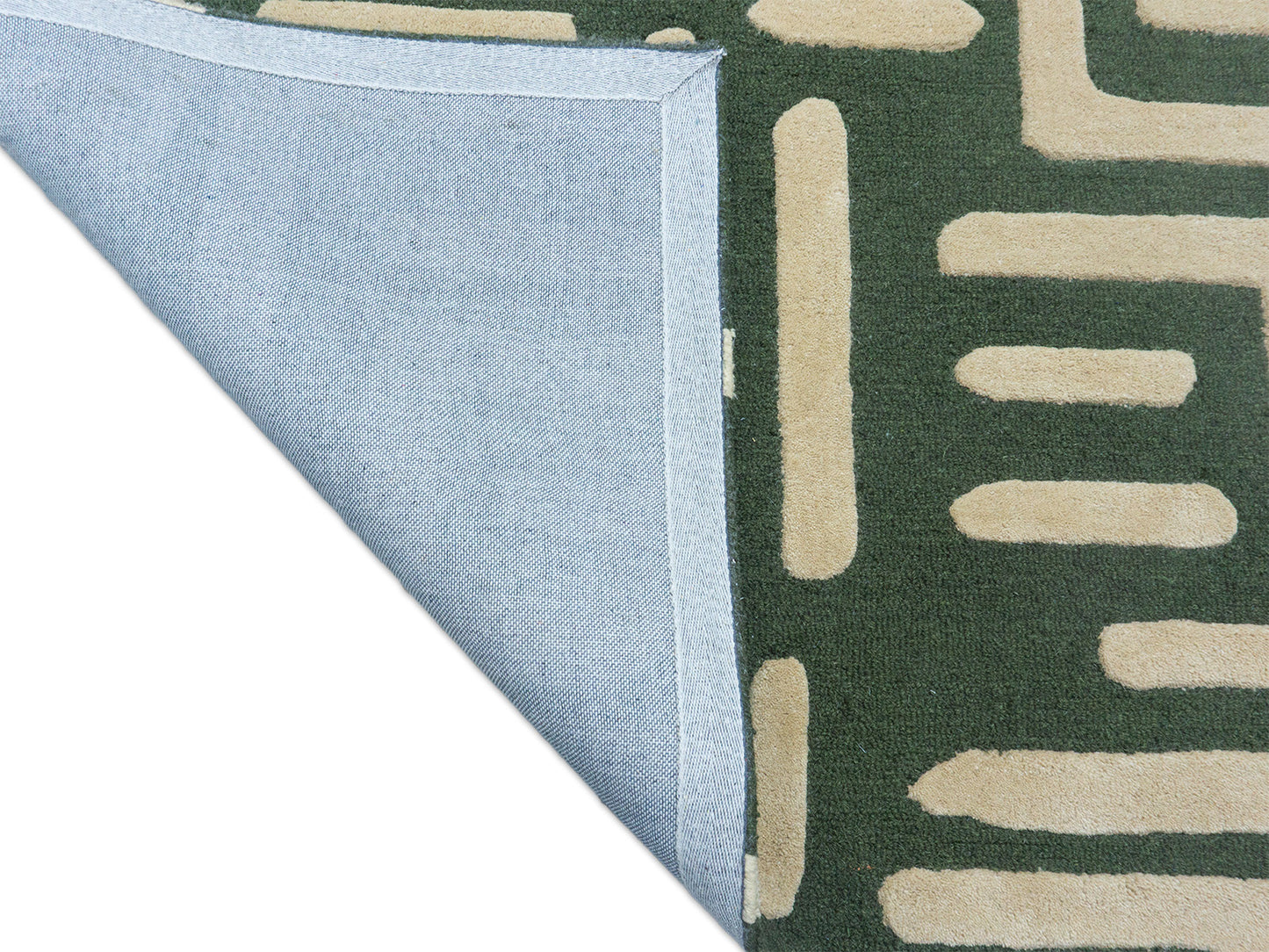 Handmade Olive Green Geometric Rug | Modern Abstract Wool Rug
