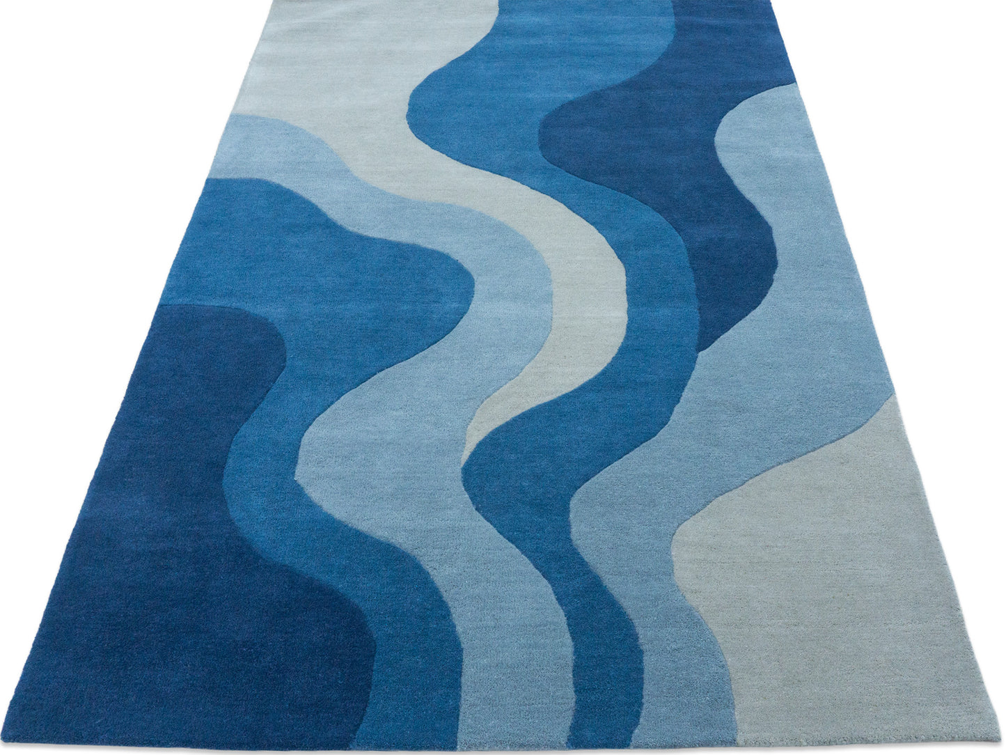 Handmade Wool Blue Rug | Modern Abstract Area Rug 5x8