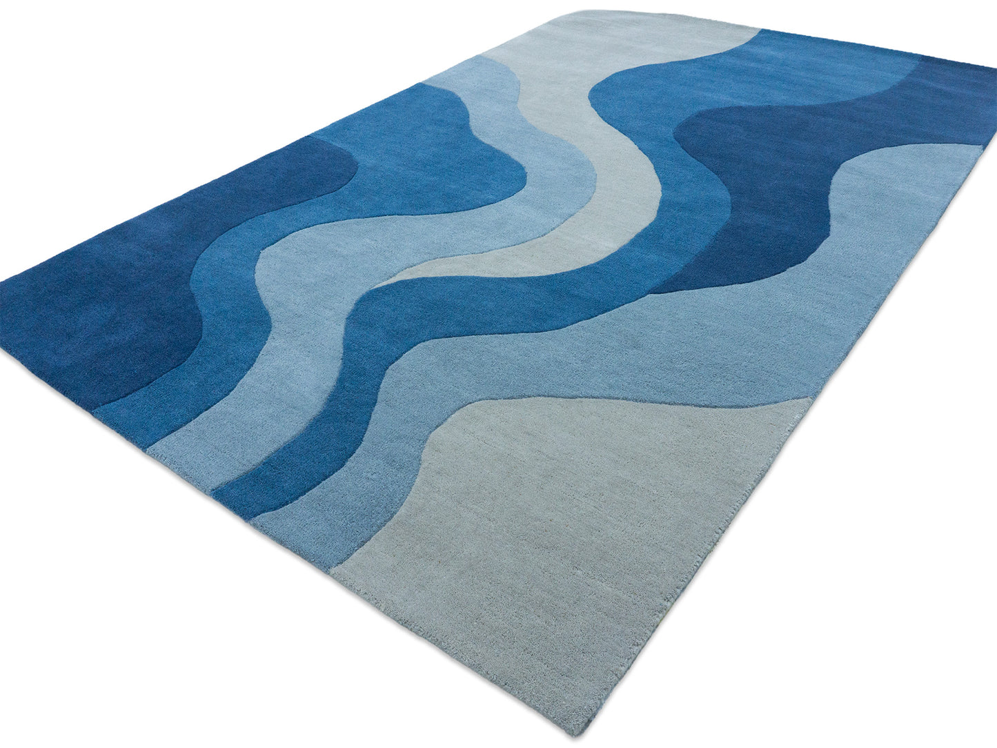 Handmade Wool Blue Rug | Modern Abstract Area Rug 5x8