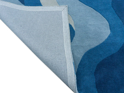 Handmade Wool Blue Rug | Modern Abstract Area Rug 5x8