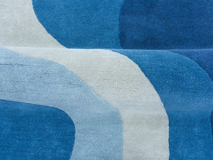Handmade Wool Blue Rug | Modern Abstract Area Rug 5x8