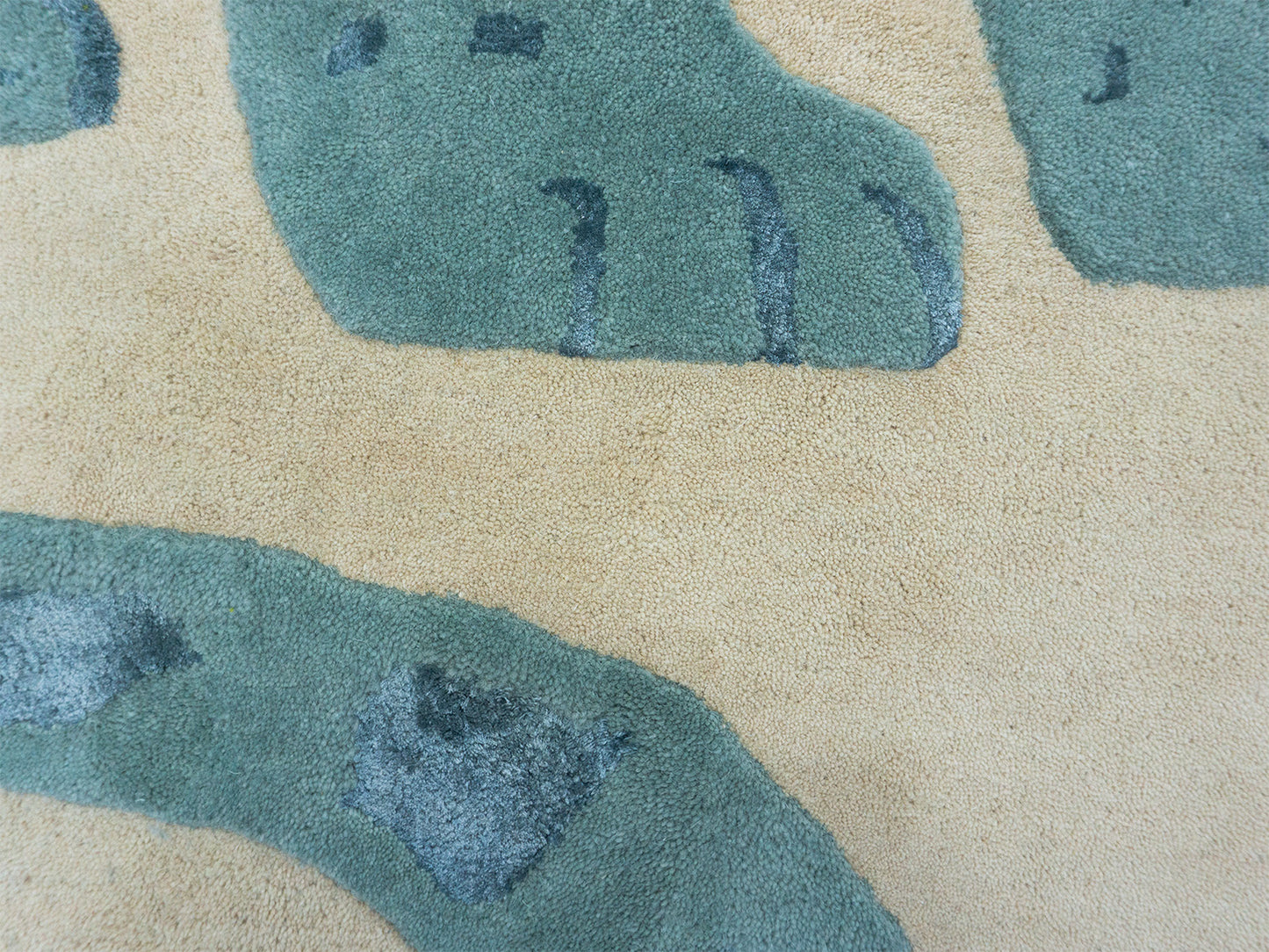 Handmade Ivory & Blue Leopard Rug | Modern Animal Print