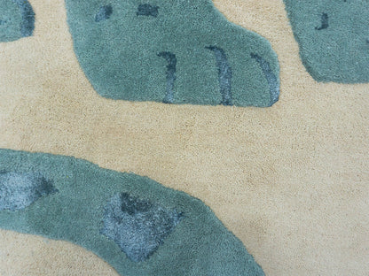 Handmade Ivory & Blue Leopard Rug | Modern Animal Print