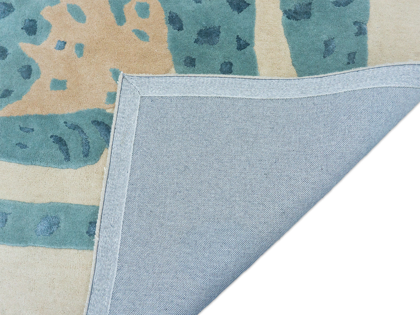 Handmade Ivory & Blue Leopard Rug | Modern Animal Print
