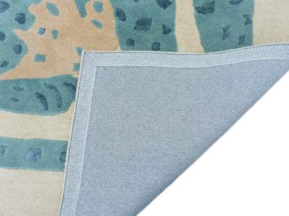 Handmade Ivory & Blue Leopard Rug | Modern Animal Print