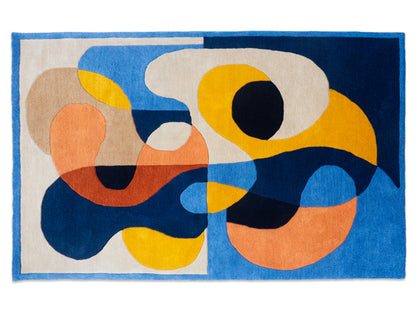 Hand Tufted Wool Abstract Rug 5x8 | Modern Blue Geometric Area Rug | Colorful Contemporary CarpetHand Tufted Wool Abstract Rug 5x8 | Modern Blue Geometric Area Rug | Colorful Carpet