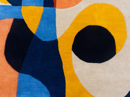 Hand Tufted Wool Abstract Rug 5x8 | Modern Blue Geometric Area Rug | Colorful Contemporary CarpetHand Tufted Wool Abstract Rug 5x8 | Modern Blue Geometric Area Rug | Colorful Carpet