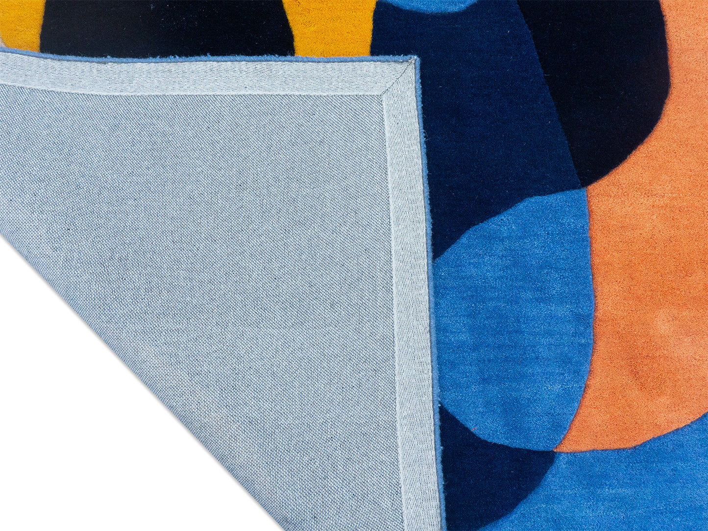 Handmade Wool Blue Yellow Rug | Modern Abstract Area Rug 5x8