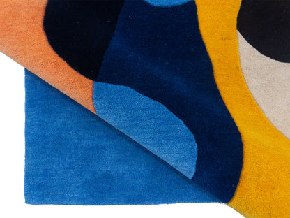 Hand Tufted Wool Abstract Rug 5x8 | Modern Blue Geometric Area Rug | Colorful Contemporary CarpetHand Tufted Wool Abstract Rug 5x8 | Modern Blue Geometric Area Rug | Colorful Carpet