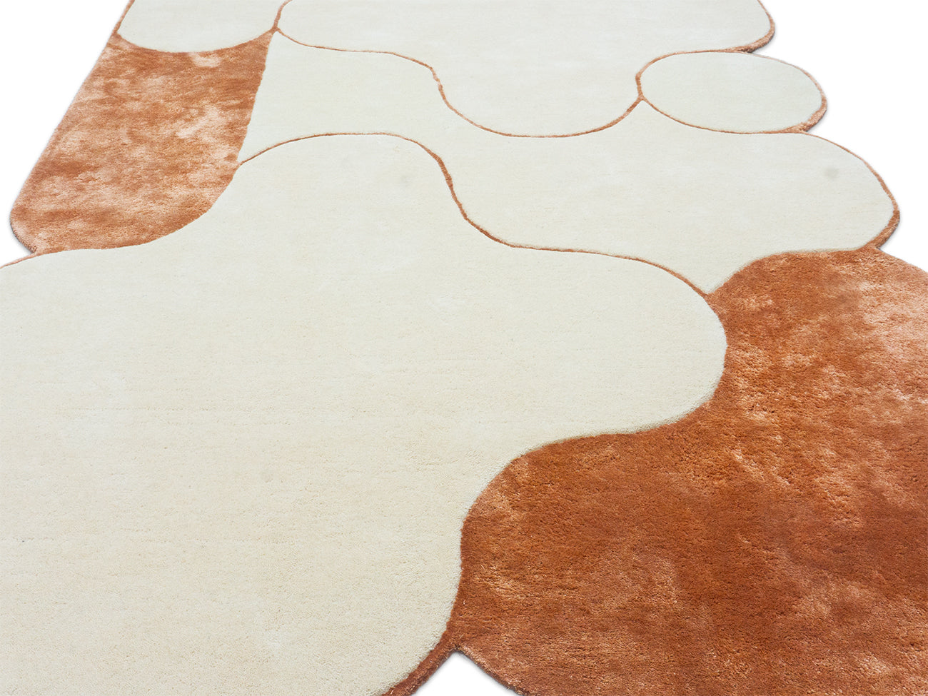 Abstract Organic Shape Rug – Cream & Terracotta Modern Area Rug